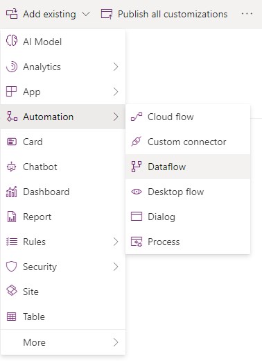 Dataflows are found under Automation.