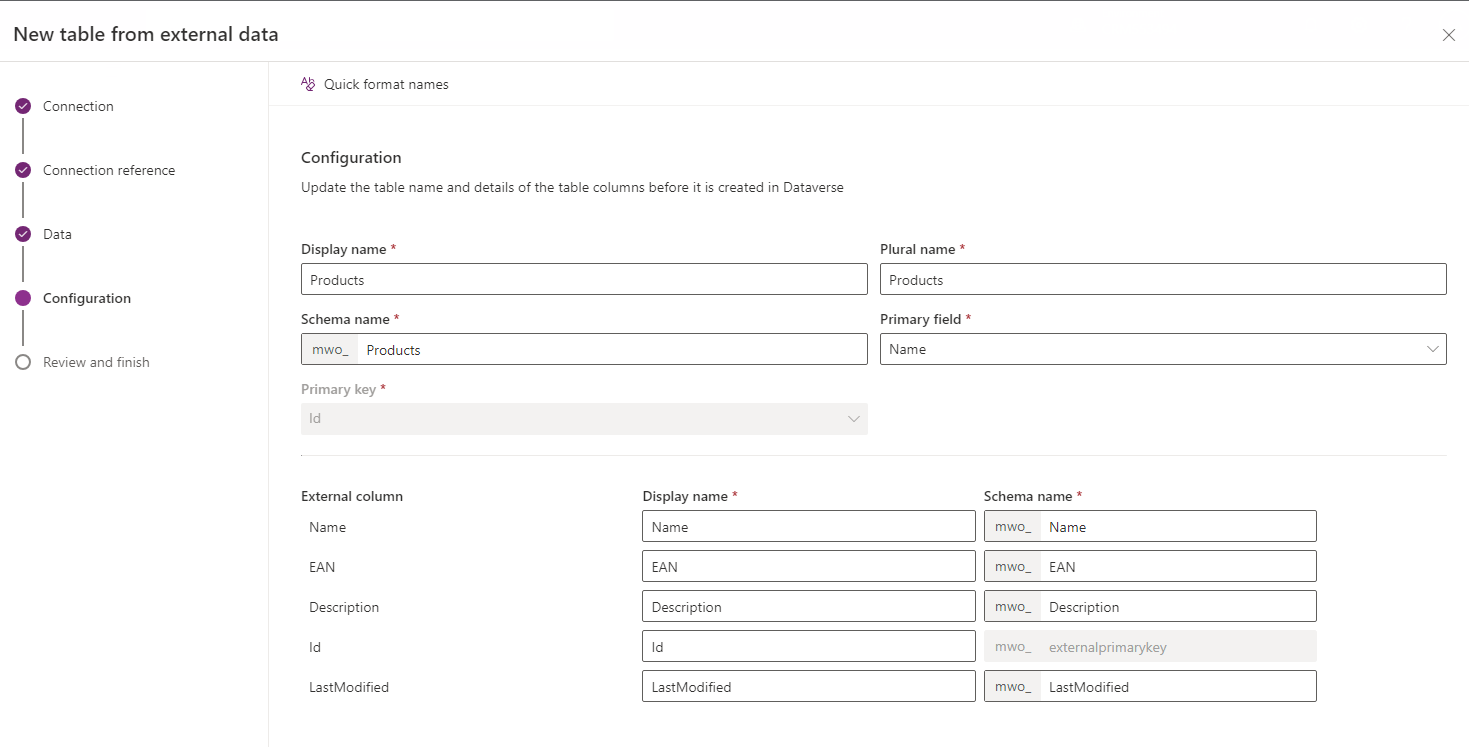 In the mapping, you can only change names, a good decision considering the problems with defining the data types manually