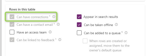 The “Can have Connections” setting is found on the table properties.