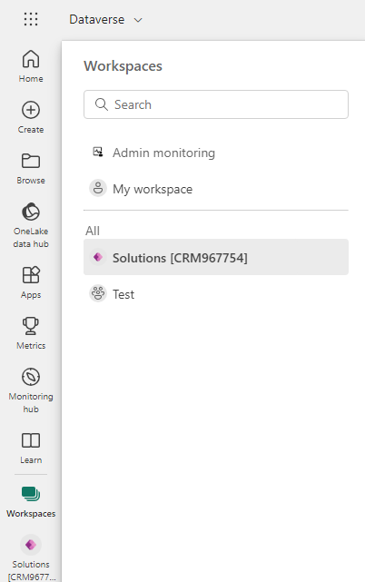 The included contents from the Test workspace were copied to a new workspace